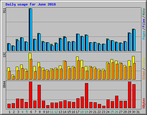 Daily usage for June 2016