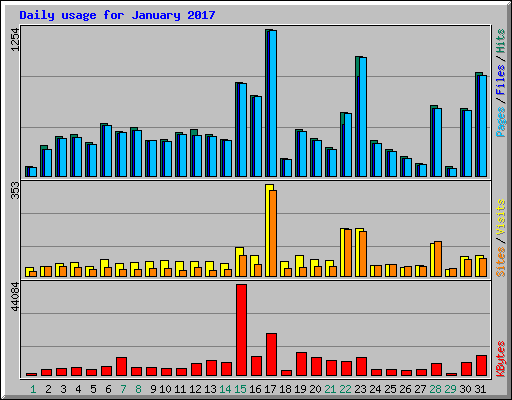 Daily usage for January 2017