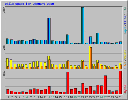 Daily usage for January 2019