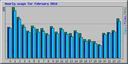 Hourly usage for February 2016